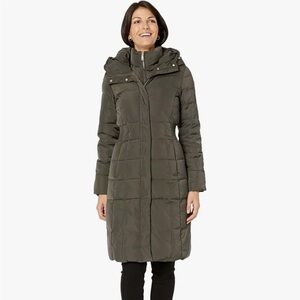 Cole Haan Women's Knee Length Hooded Quilted Down Coat size XL